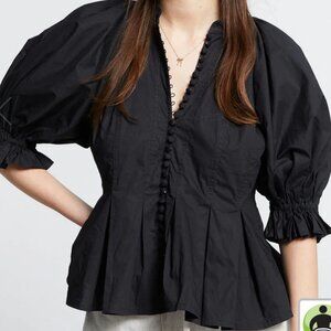 Karen Walker Melody Organic Cotton Top. Size US6/UK10. Black.